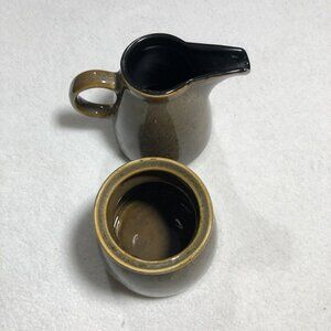 Gourmet Expressions Creamer Sugar Bowl Set Stoneware Speckled Retro Tableware